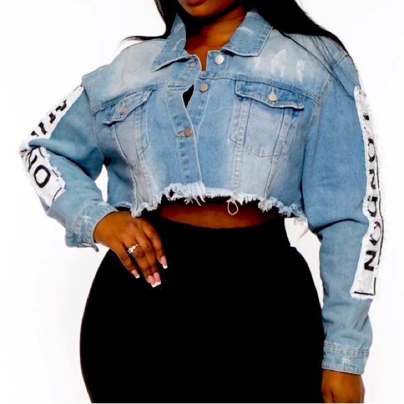 Patched Crop Jean Jacket - Picture 1 of 4